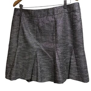 Banana Republic Mini Skirt Silver Black Shimmer Flared Size 14 #457